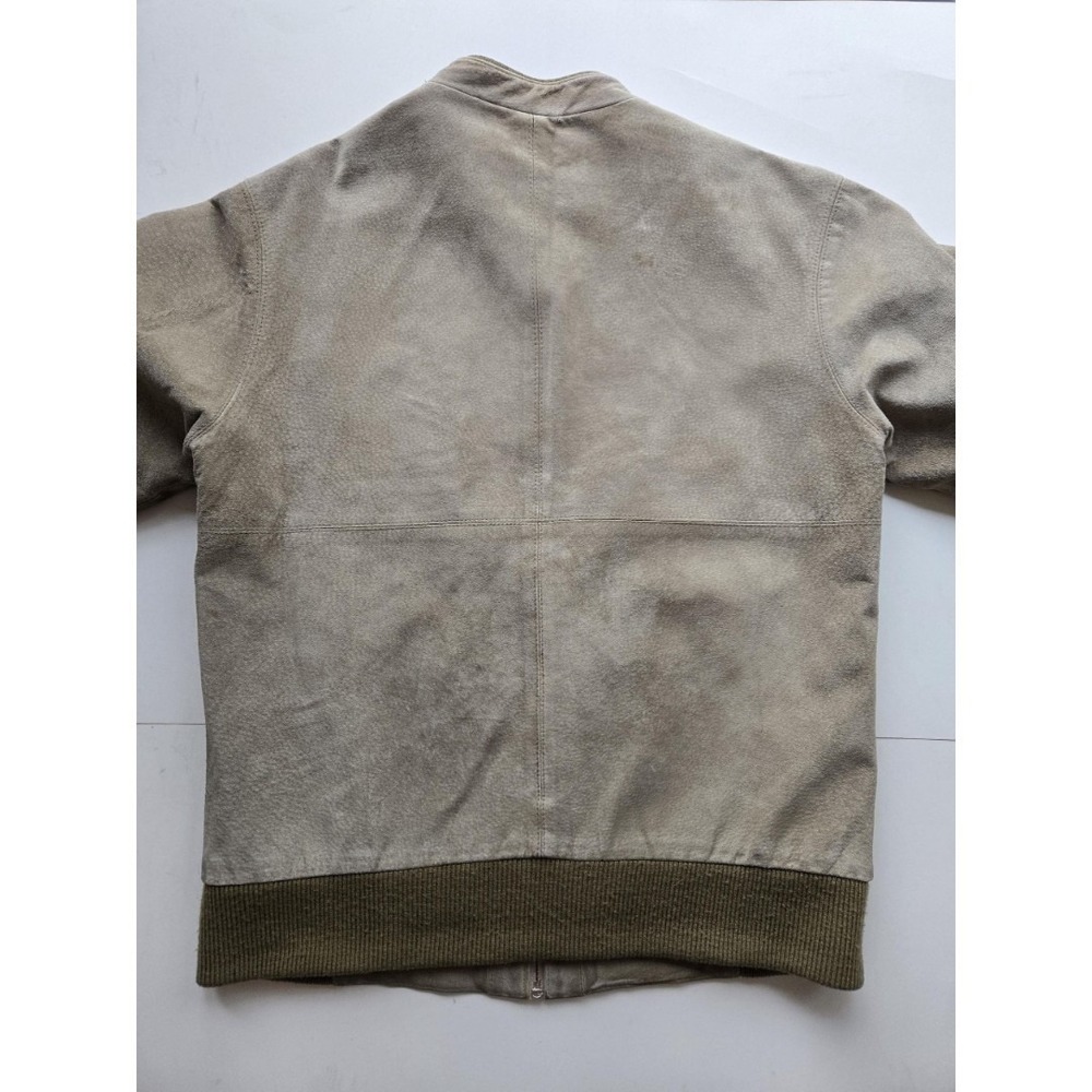 Vintage Beige Suede Bomber Jacket Knit Wool Waist Fall Winter Lakeland Leather - Picture 3 of 12